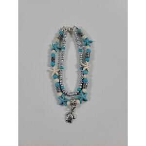 Beach Anklet with Starfish Turtle Charm NEW Summer Jewelry